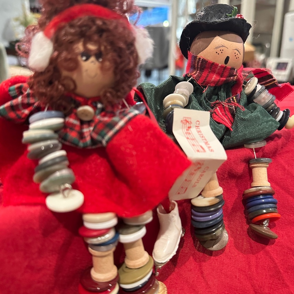 Festive Button Doll Ornaments